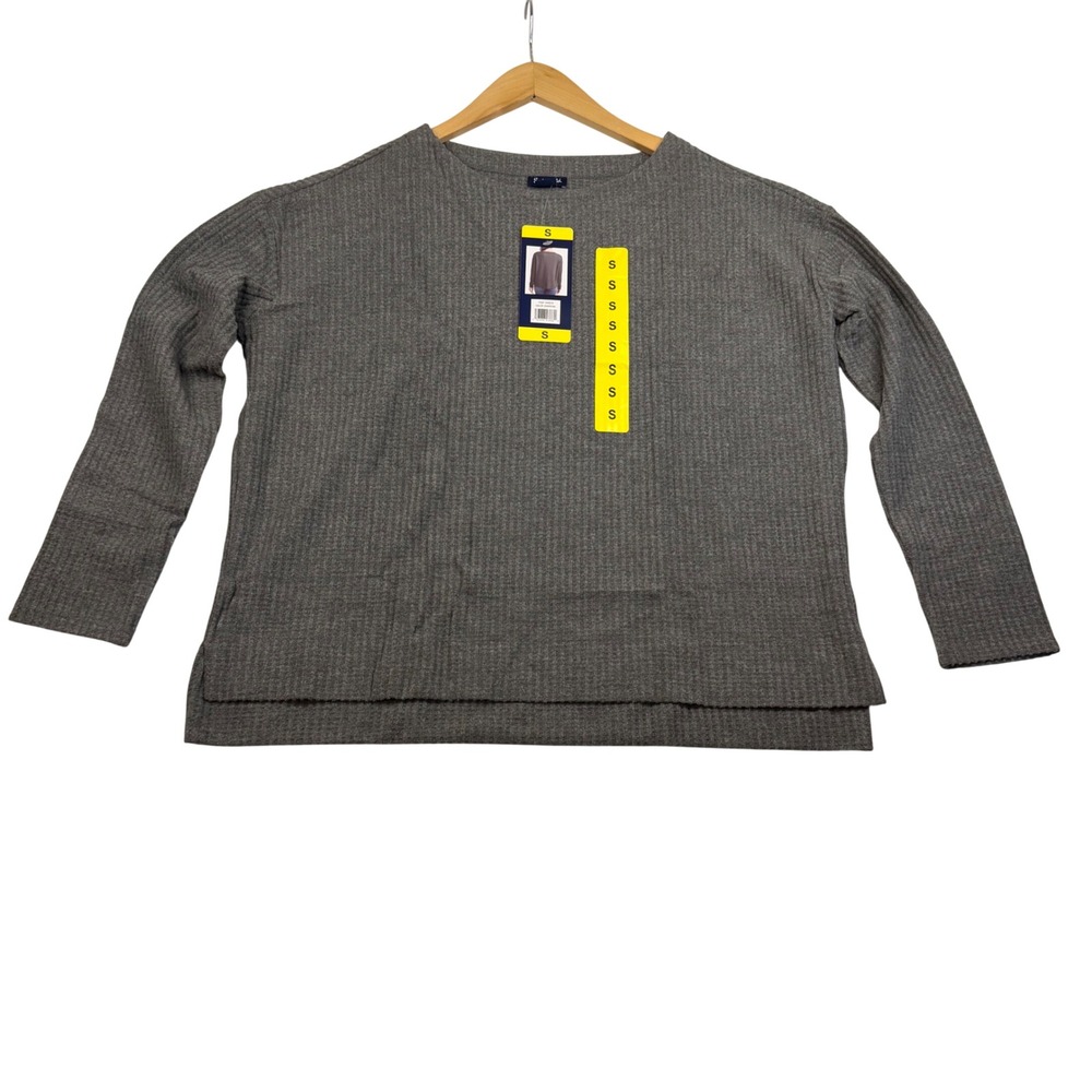 Splendid Womens Long Sleeve Waffle Knit Thermal Top Grey Small NWT 1449376